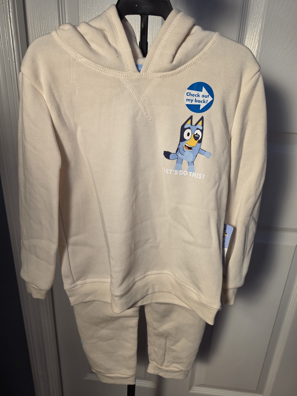 Kids Beige Bluey Hoodie Set - Let's Do This!